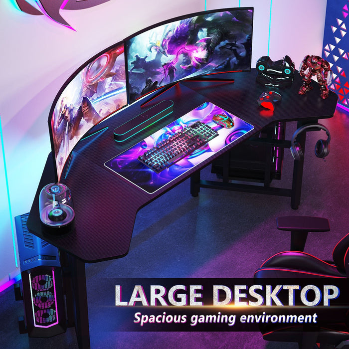 Tribesigns Gaming Desk, 66.5" Ergonomic Wing-Shaped Computer Studio Desk Tribesigns