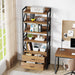 Tribesigns Bookshelf, 70.86" Industrial 5-Tier Bookcase with 2 Drawers Tribesigns
