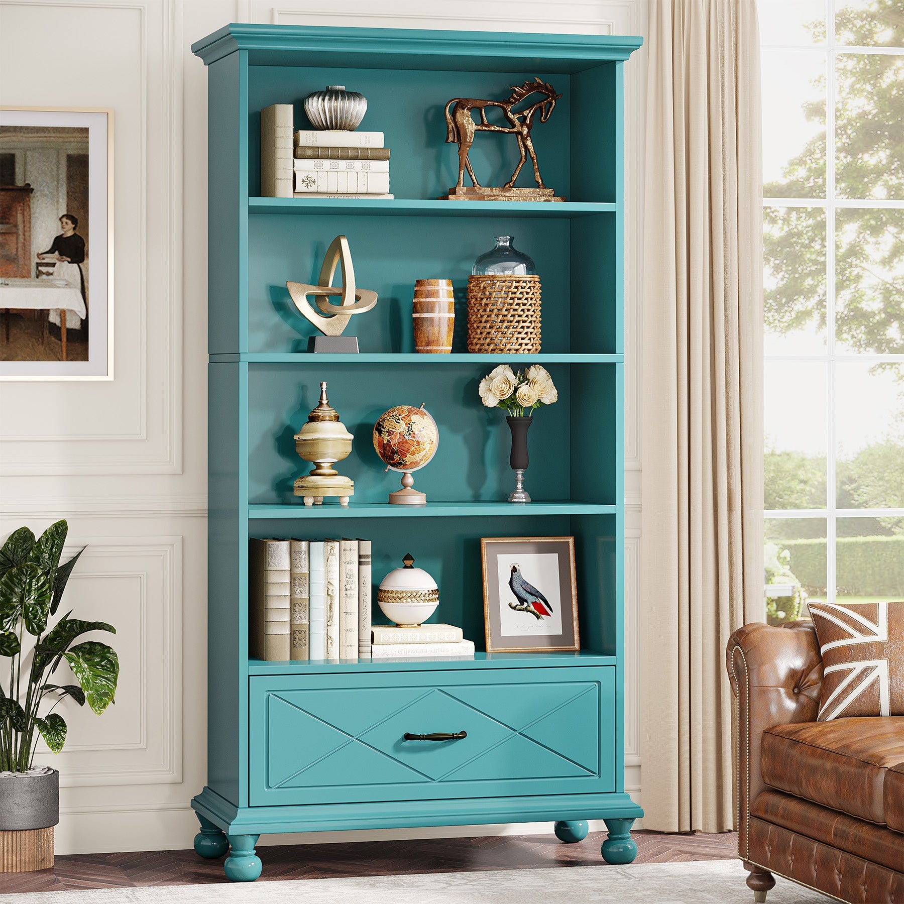 5-Shelf Bookcase with Drawer, 71
