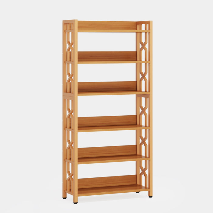 6-Tier Bookshelf, 68" Storage Bookcase Display Shelving Unit Tribesigns