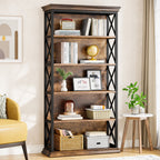 6-Tier Metal and Wood Bookshelf, 70.87" Etagere Bookcase for Home Office Tribesigns
