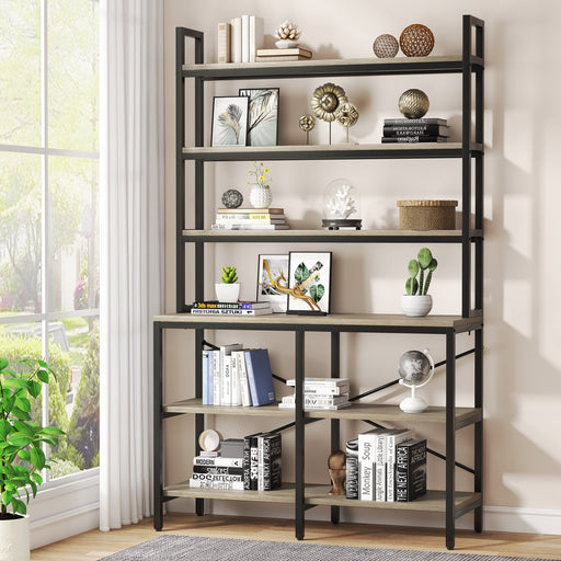 6-Tier Bookshelf, Industrial Etagere Bookcase Storage Rack Tribesigns