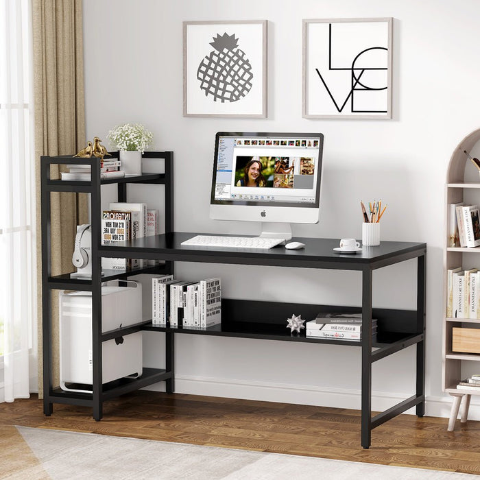 60 inch Computer Desk Study Desk with Reversible Storage Shelves Tribesigns