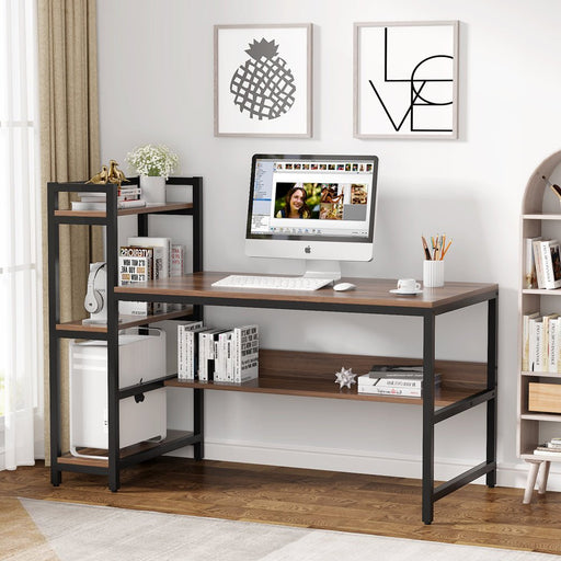 60 inch Computer Desk Study Desk with Reversible Storage Shelves Tribesigns