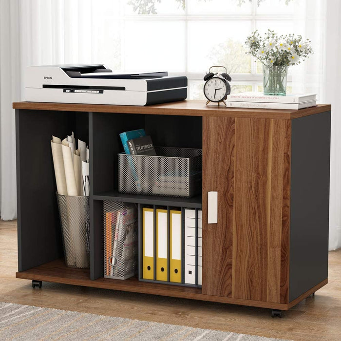 File Cabinet, 39" Mobile Printer Stand with Large Storage Shelves Tribesigns