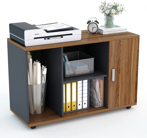File Cabinet, 39" Mobile Printer Stand with Large Storage Shelves Tribesigns
