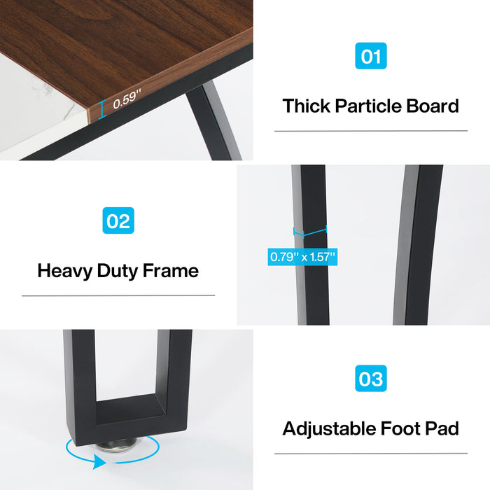 62.9" Dining Table for 6 Person, Kitchen Dinner Table with Spliced Tabletop Tribesigns