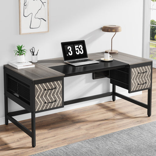 63" Computer Desk Executive Desk Writing Table with 4 Storage Drawers Tribesigns