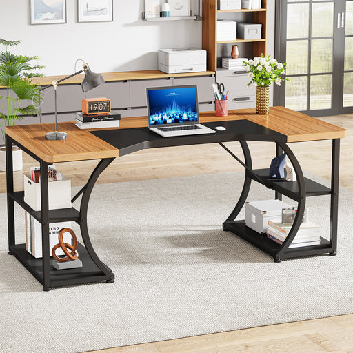 63" Computer Desk, Large Home Office Desks with Storage Shelves Tribesigns