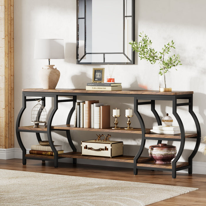 63” Console Table, 3-Tier Sofa Entryway Table with Storage Shelves Tribesigns