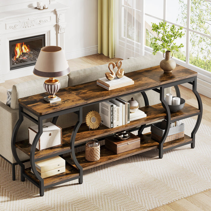 63” Console Table, 3-Tier Sofa Entryway Table with Storage Shelves Tribesigns