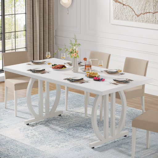 63" Dining Table for 4-6 People, Modern Kitchen Dinner Table with Metal Frame Tribesigns