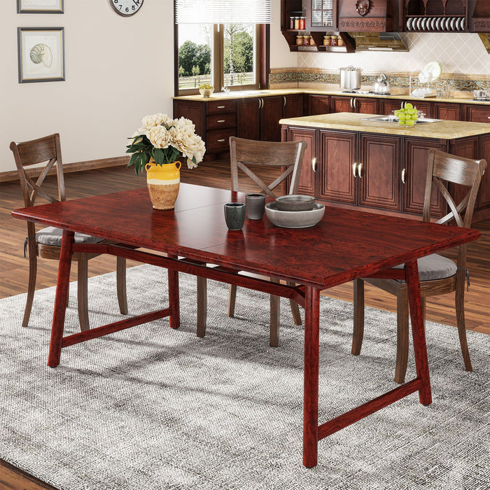 63" Dining Table for 4-6, Rectangular Kitchen Dinner Table with Metal Legs Tribesigns