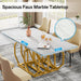 63" Dining Table for 6, Modern Kitchen Table with Faux Marble Tabletop Tribesigns