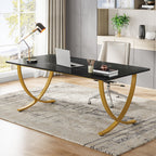 63" Executive Desk, Faux Marble Computer Desk Meeting Table Tribesigns