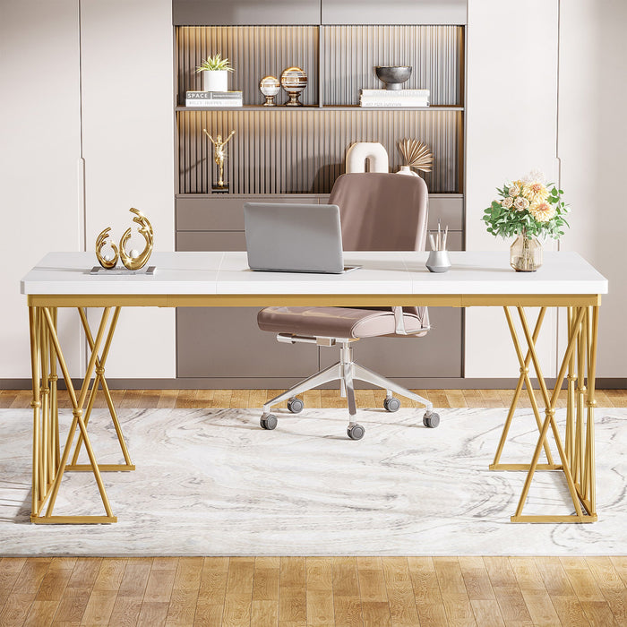 63" Executive Desk, Modern Computer Desk Writing Desk with Metal Frame Tribesigns