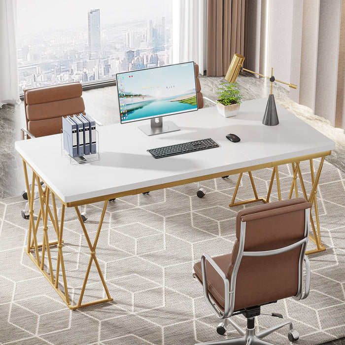 63" Executive Desk, Modern Computer Desk Writing Desk with Metal Frame Tribesigns