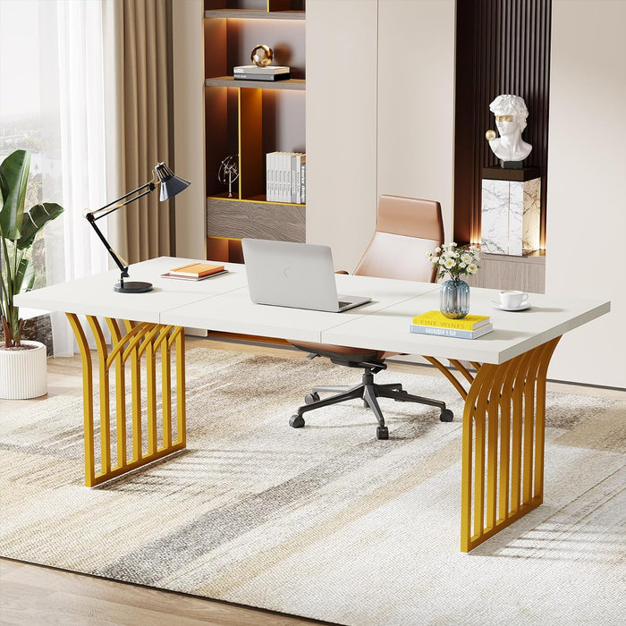 63" Executive Desk, Modern Computer Desk Writing Table with Metal Frame Tribesigns