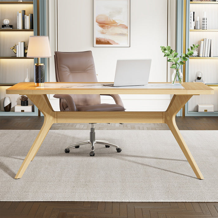 63" Executive Desk, Modern Office Desk with Solid Wood X-Shape Frame Tribesigns