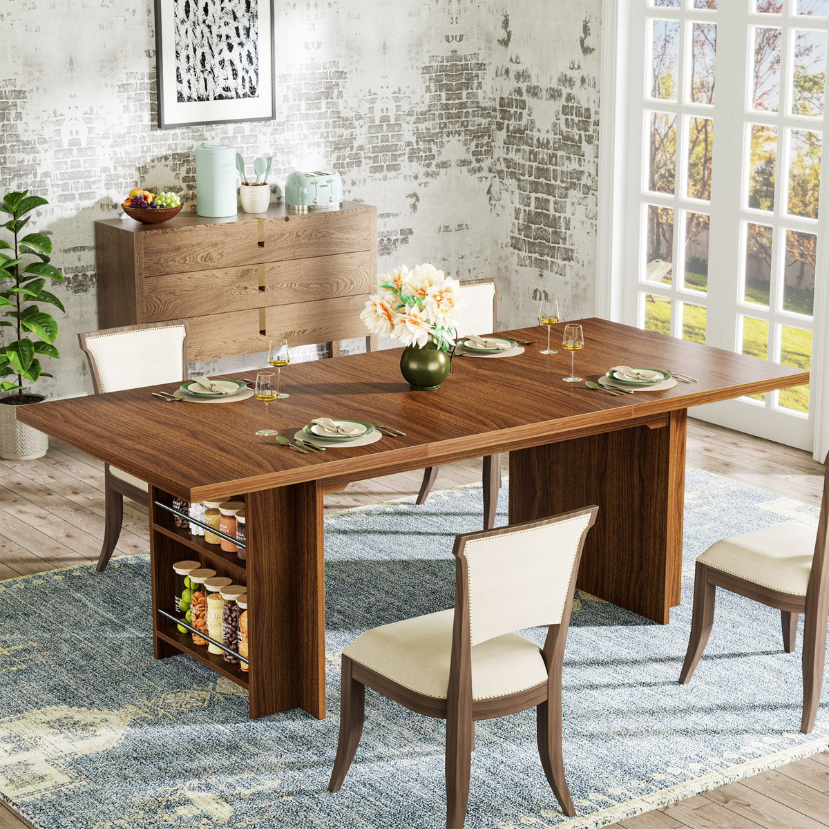 Tribesigns Modern Dining Table For 4-6 Rectangular Wood Kitchen