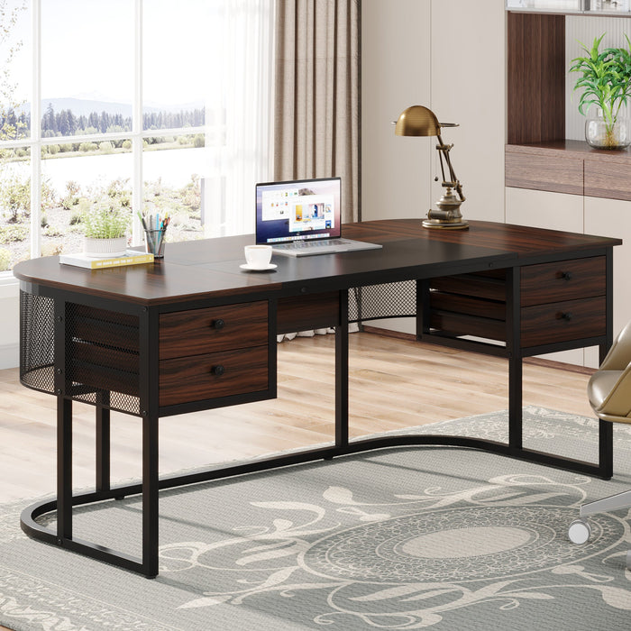 63-Inch Computer Desk Executive Desk with 4 Drawers Tribesigns