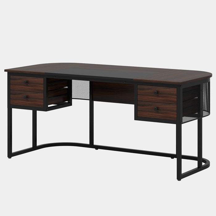 63-Inch Computer Desk Executive Desk with 4 Drawers Tribesigns