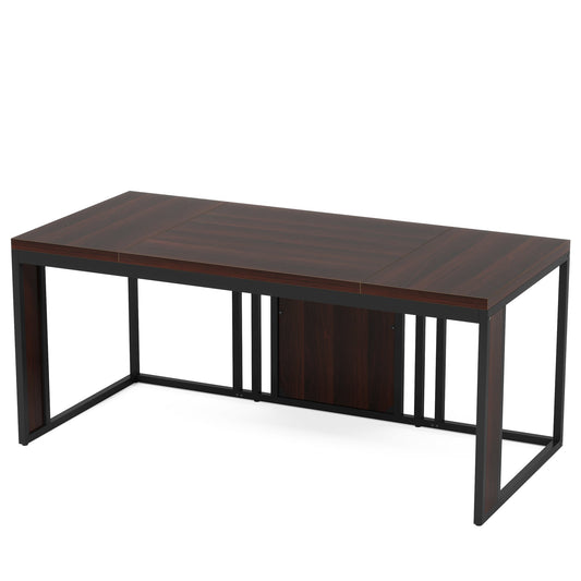 63-inch Executive Desk, Rectangular Computer Desk with Metal Frame Tribesigns