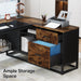 63" L-Shaped Desk, Large Executive Business Desk with Drawers and Shelves Tribesigns