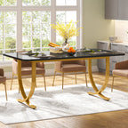 63" Modern Dining Table Kitchen Table with Faux Marble Table Top Tribesigns
