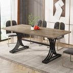 63'' Modern Dining Table with Faux Marble Tabletop & Metal Legs Tribesigns