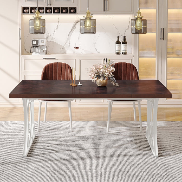 63" Rectangular Dining Table with Wooden Tabletop for 6 People Tribesigns