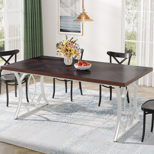 63" Rectangular Dining Table with Wooden Tabletop for 6 People Tribesigns