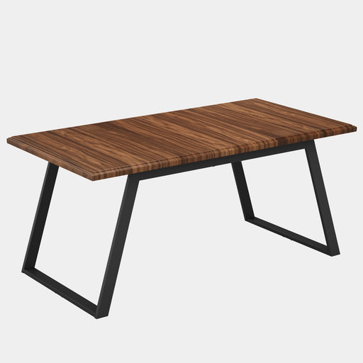 63" Wood Dining Table for 6, Rectangular Kitchen Table with Metal Legs Tribesigns