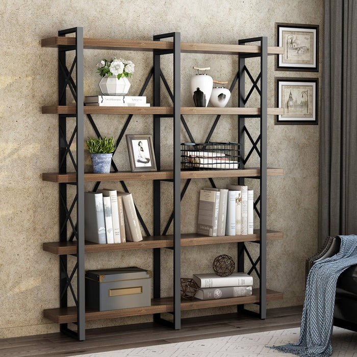 Tribesigns Bookshelf, Solid Wood Industrial Bookcases Etagere for Home Office Tribesigns