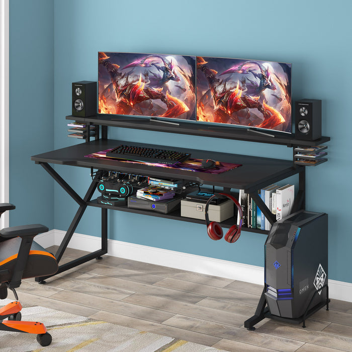 Tribesigns Gaming Desk, Computer Desk with Monitor Stand and Shelf Tribesigns