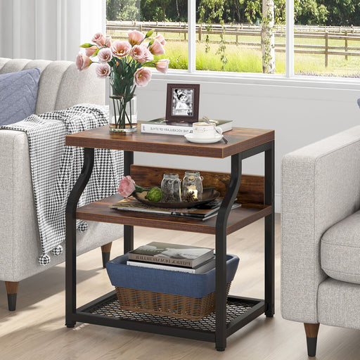 BTY 3 Tier Tall End Table Telephone Table Tall Side Table, 30 H Small End  Table with Storage Shelves, Tall Nightstand for Living Room, Bedroom, Home