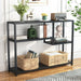 Console Table, Small Black Entryway Table with Storage Shelves Tribesigns