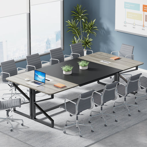 Tribesigns Conference Table, 8FT Meeting Boardroom Table with Cable Grommet Tribesigns