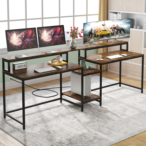 Tribesigns Two Person Desk, 93" Double Computer Desk With USB Ports & Power Outlet Tribesigns