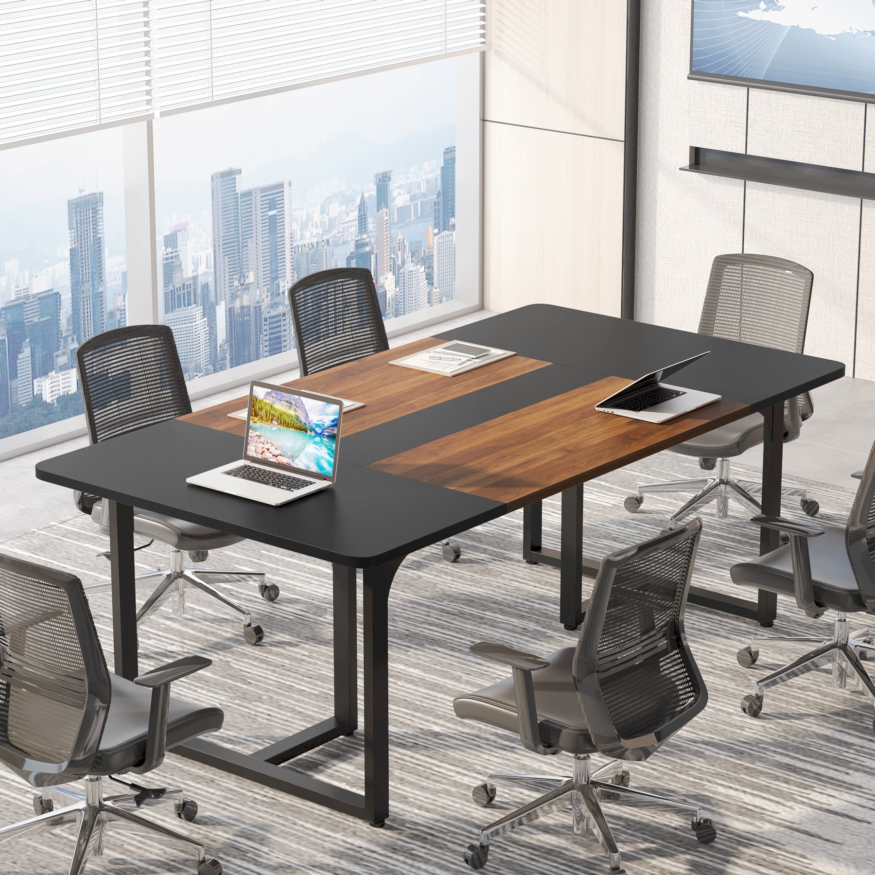 Mobile Industrial Steel Leg Conference Table - 6'x4' / 8'x3' Table - See  Other Sizes