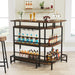 Bar Unit, L-Shaped Liquor Bar Table with 4 Tier Shelves & 4 Glass Holders Tribesigns