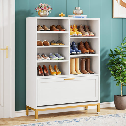 Tribesigns Shoe Cabinet, 7-Tier Shoe Rack with Flip Door & Adjustable Shelves Tribesigns