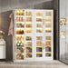 67-inch Bookcase, 8-Tier Bookshelf with Acrylic Doors and LED Light Tribesigns