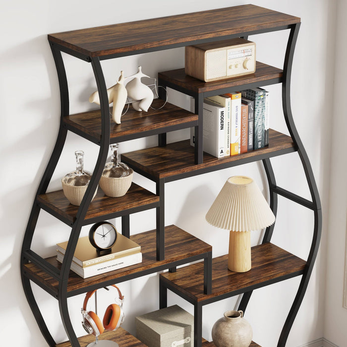 Tribesigns Bookshelf, 11-Tier Staggered Bookcase Display Rack Tribesigns