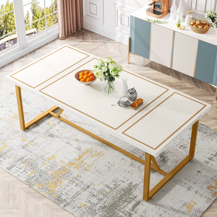 Modern Dining Table, 70.9" Rectangle Dinner Table for 6-8 People Tribesigns