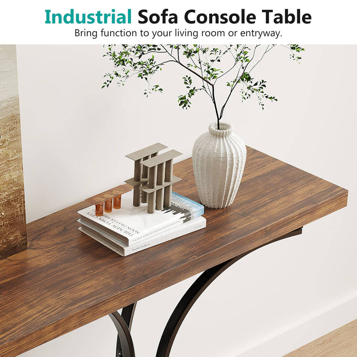 Industrial Console Table, 70.9" Extra Long Entryway Sofa Table with Metal Base Tribesigns