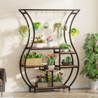 Vase-Shaped Plant Stand, 6-Tier Plant Display Rack with 10 Hanging Hooks