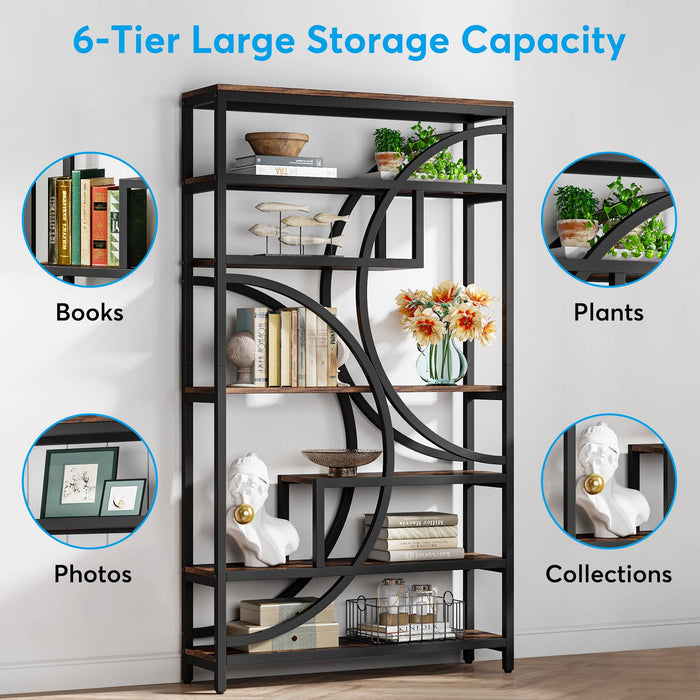 Tribesigns Bookshelf, 70" Staggered Bookcase 7-Tier Display Organizer Tribesigns