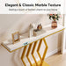 Console Table, 47" Modern Faux Marble Sofa Table with Geometric Base Tribesigns