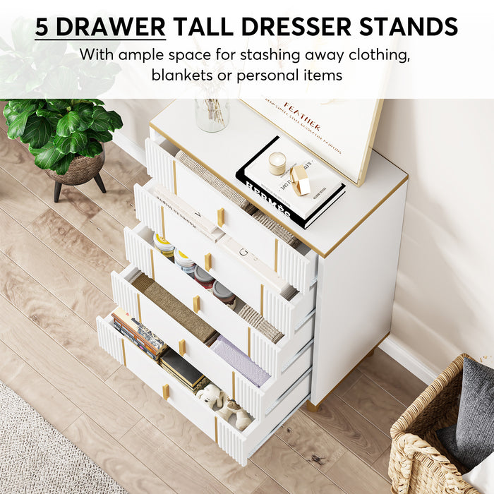 5 Drawer Chest Dresser, Modern 35" Tall Storage Drawer Organizer Tribesigns